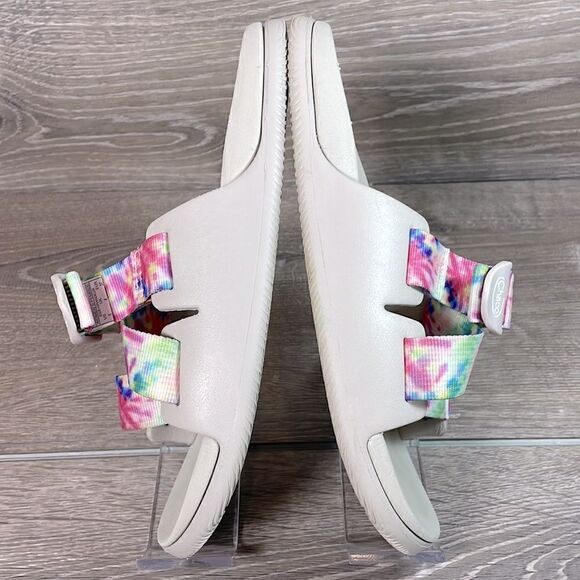 Chaco Chillos Gray Taupe Pastel Tie Dye Women’s Size 6 Slide Slip On Sandals - Picture 10 of 12